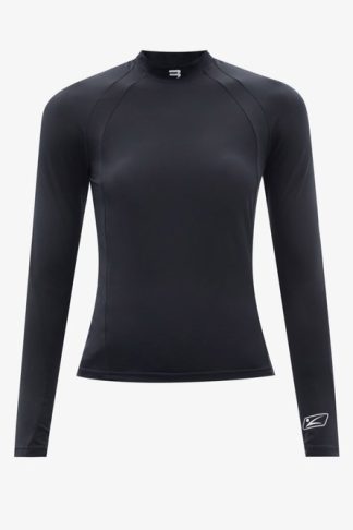 Balenciaga Logo-print Panelled Jersey Top Black White