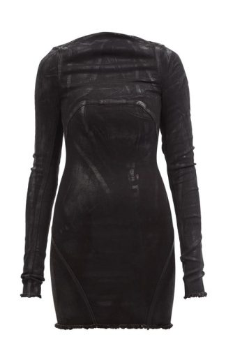 Rick Owens - Al Low-back Painted Cotton-blend Dress Black