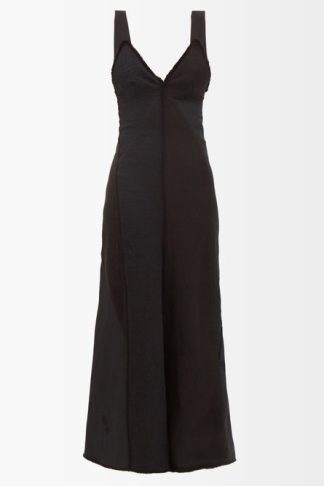 Chloé - Frayed Linen Maxi Dress Black