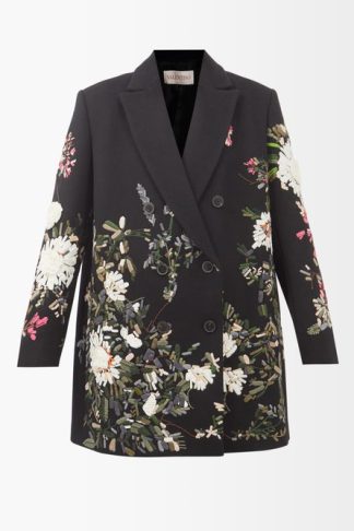 Valentino - Oversized Embroidered Wool-blend Coat Black Multi
