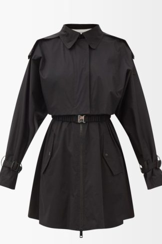 Moncler - Pamanzi Hooded Laminated-nylon Trench Coat Black