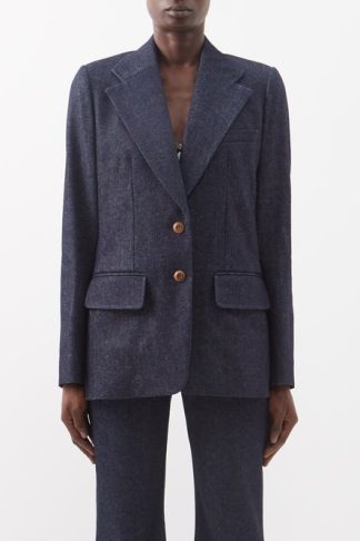 Chloé - Single-breasted Recycled Cotton-blend Jacket Navy