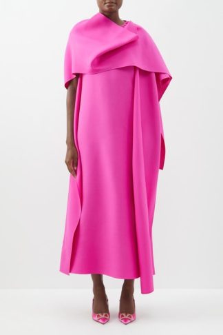 Valentino - Crepe Couture Draped Wool-blend Dress Pink