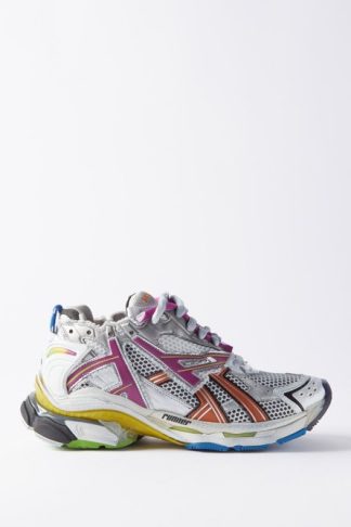 Balenciaga Runner Mesh And Faux-leather Trainers Grey Multi