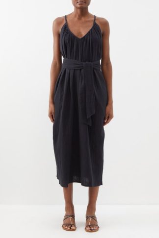 Mara Hoffman Sydney Belted Organic-cotton Midi Dress Black