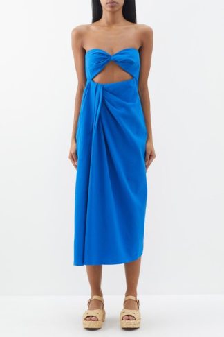 Mara Hoffman Samara Bandeau Cutout Organic-cotton Dress Cobalt Blue