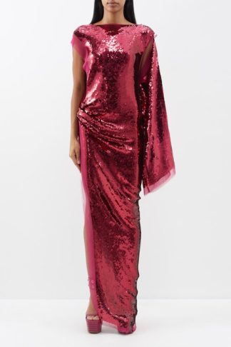Rick Owens Edfu Side-slit Sequinned Tulle Gown Pink