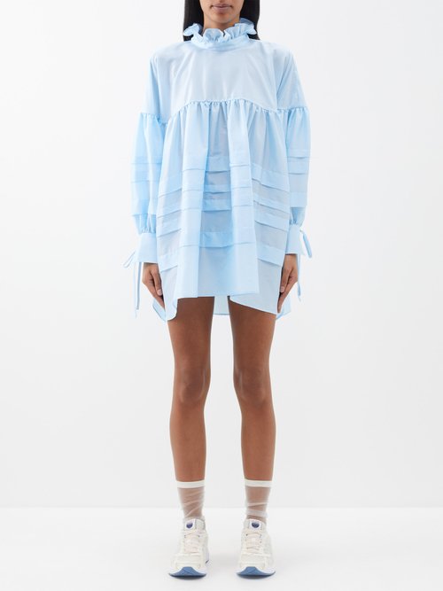 Buy Cecilie Bahnsen Alberte Ruffled-collar Mini Dress Light Blue Online ...