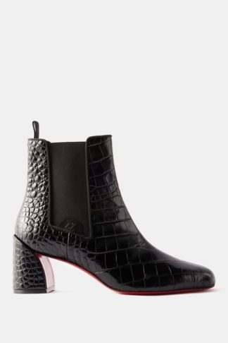 Christian Louboutin Turelastic 55 Croc-effect Leather Boots Black