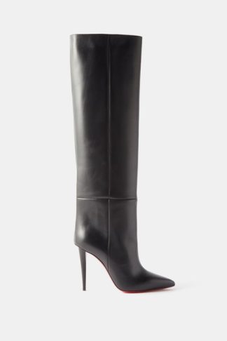 Christian Louboutin Astrilarge 100 Leather Knee Boots Black