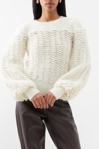 Zimmermann Luminosity Pointelle-knit Alpaca-blend Sweater Cream