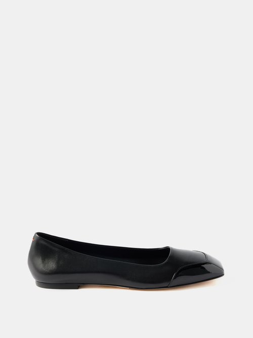 Buy Aeyde Iris Contrast-toe Leather Ballerina Flats Black Online | Coshio