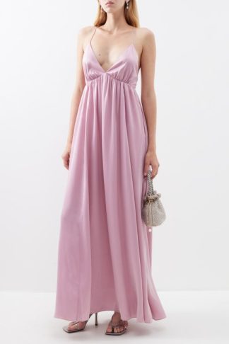 Zimmermann Plunge-neck Silk Maxi Dress Pink