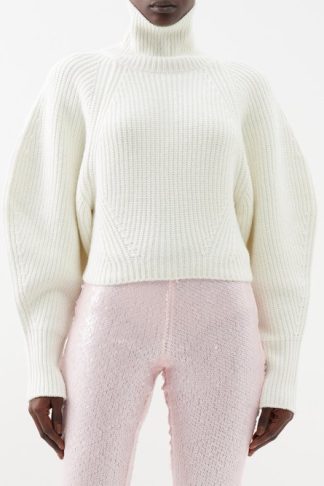 Nina Ricci High-neck Ribbed-wool Sweater Ivory