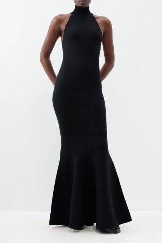 Nina Ricci Mermaid-hem Wool-blend Dress Black