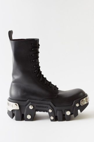 Balenciaga Bulldozer Leather Lace-up Platform Boots Black
