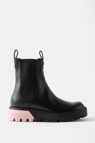Gucci Contrast-heel Leather Ankle Boots Black