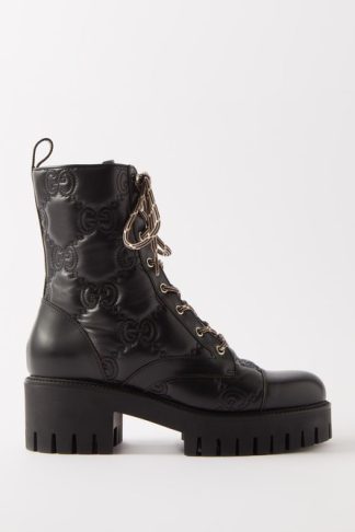 Gucci GG-logo Matelass?leather Boots Black Multi