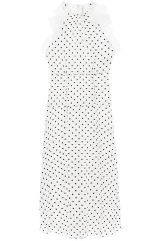 Alessandra Rich Sleeveless Maxi Dress In Polka