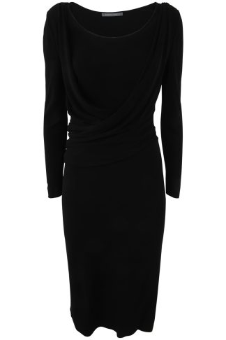 Alberta Ferretti Long Sleeves V Neck Midi Dress