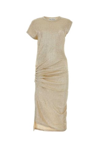 Paco Rabanne Gold Stretch Viscose Blend Dress