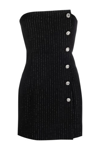 Alessandra Rich Black And Silver-tone Wool Blend Dress