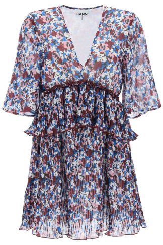 Ganni Printed Georgette Mini Dress