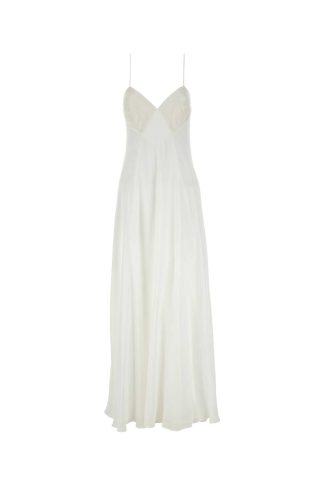 Max Mara White Georgette Calmi Long Dress