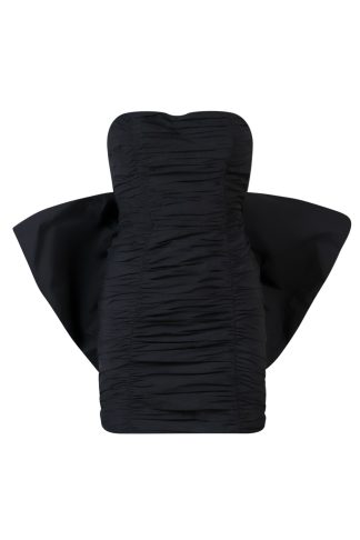 Rotate by Birger Christensen Mini Black Pleated Dress With Oversized Box On The Back In Taft Woman Rotate