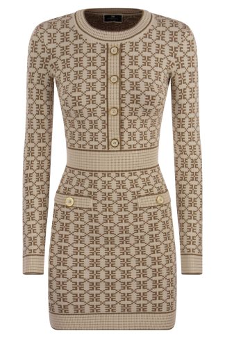 Elisabetta Franchi Jacquard Logo Knitted Mini Dress