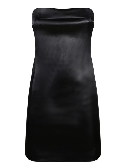 Alice + Olivia Black Vegan Leather Bustier Mini Dress