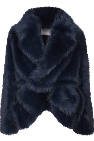 Sacai Blue Faux Fur Coat