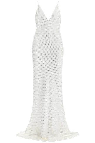 Alessandra Rich Long Cady Slip Dress With Maxi