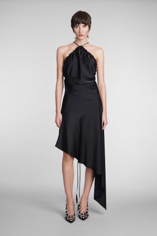 The Attico Dress In Black Satin