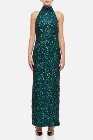 Rotate by Birger Christensen Sequins Halterneck Dress