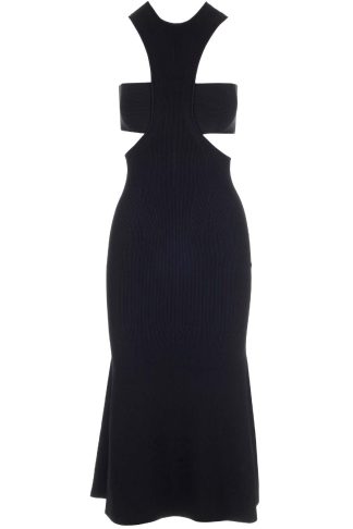 Alexander McQueen Dress With Harness And Cut-out In Black Ribbed Knit