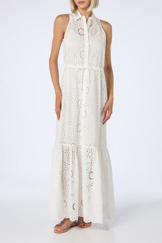 MC2 Saint Barth Woman White Sangallo Lace Halterneck Dress Ida