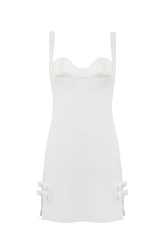 Elisabetta Franchi White Crepe Dress With Bows