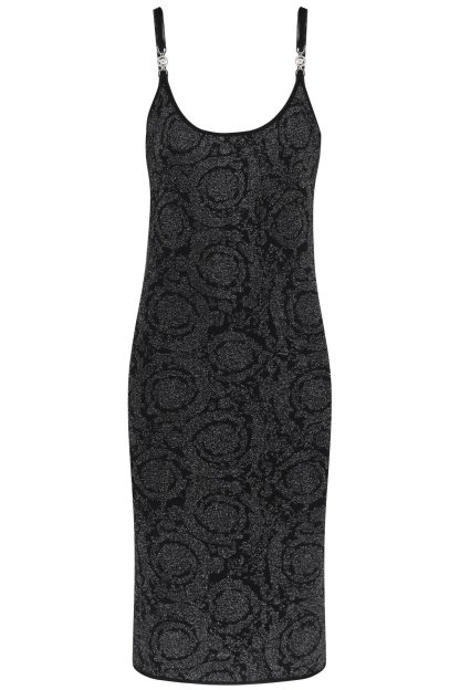 Versace Barocco Midi Dress In Lurex Knit