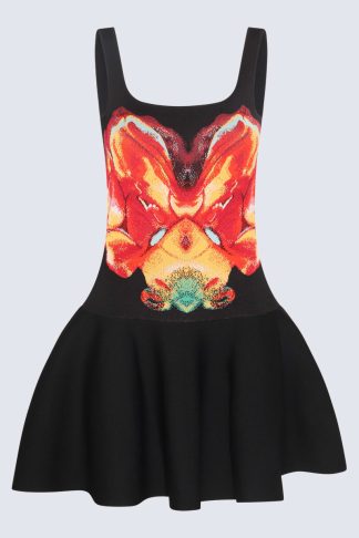 Alexander McQueen Black Multicolour Viscose Blend Dress