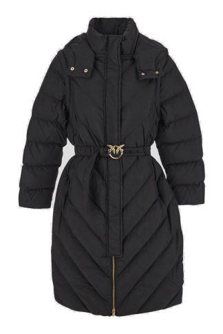 Pinko Belted High Neck Hooded Coat