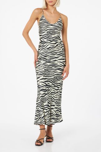 MC2 Saint Barth Woman Satin Zebra Slip Dress Eydis