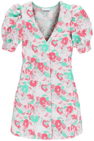 Ganni Jacquard Floral Dress