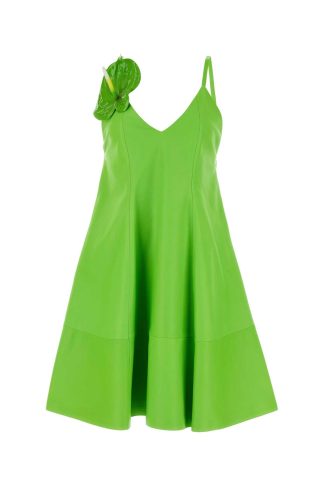 Loewe Fluo Green Leather Mini Dress