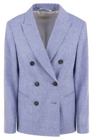 Peserico Wool And Linen Canvas Double-breasted Blazer