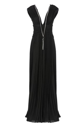 Elisabetta Franchi Red Carpet Lurex Jersey Dress With Necklace