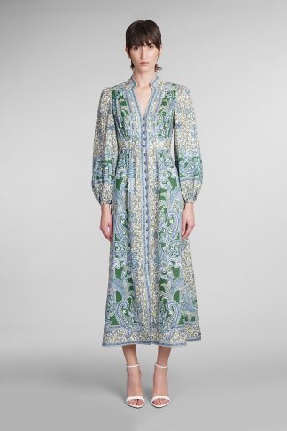 Zimmermann Dress In Green Linen