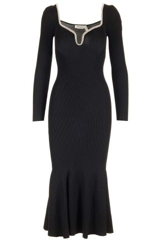 self-portrait Viscose Knit Midi Dress