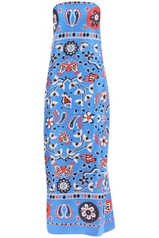 Tory Burch Printed Silk Strapless Dress