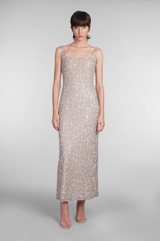 Costarellos Harper Dress In Gold Polyester